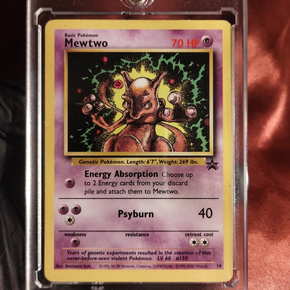 POKEMON TCG BLACK STAR PROMO MEWTWO. VINTAGE RARE NM wProCase...